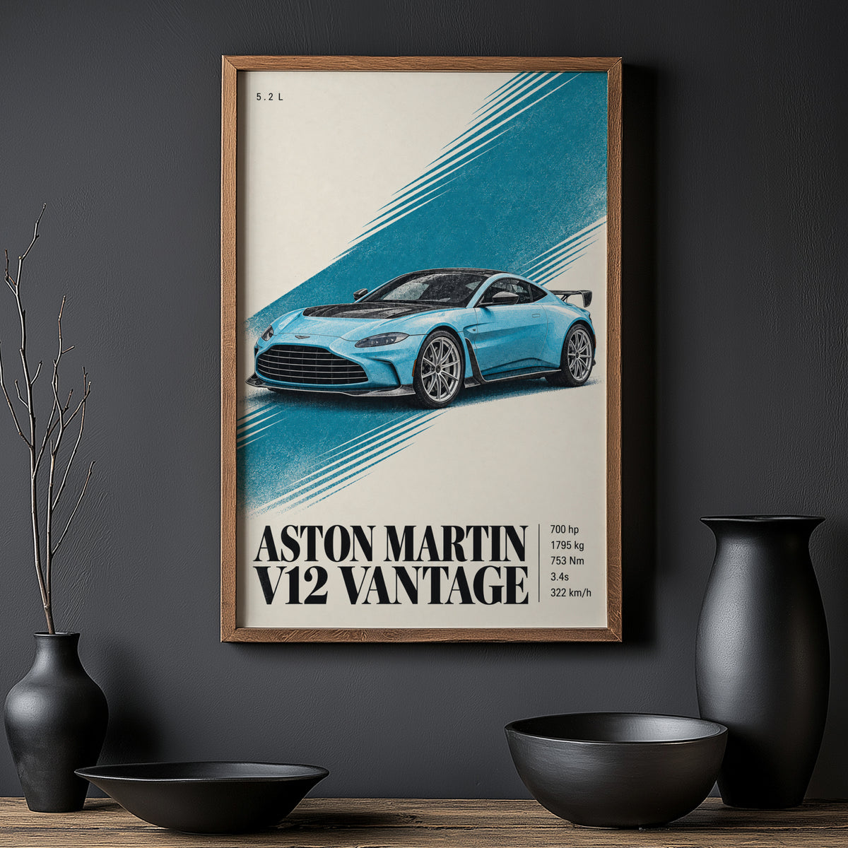 Vintage Aston Martin V12 Vantage Print, Car Art