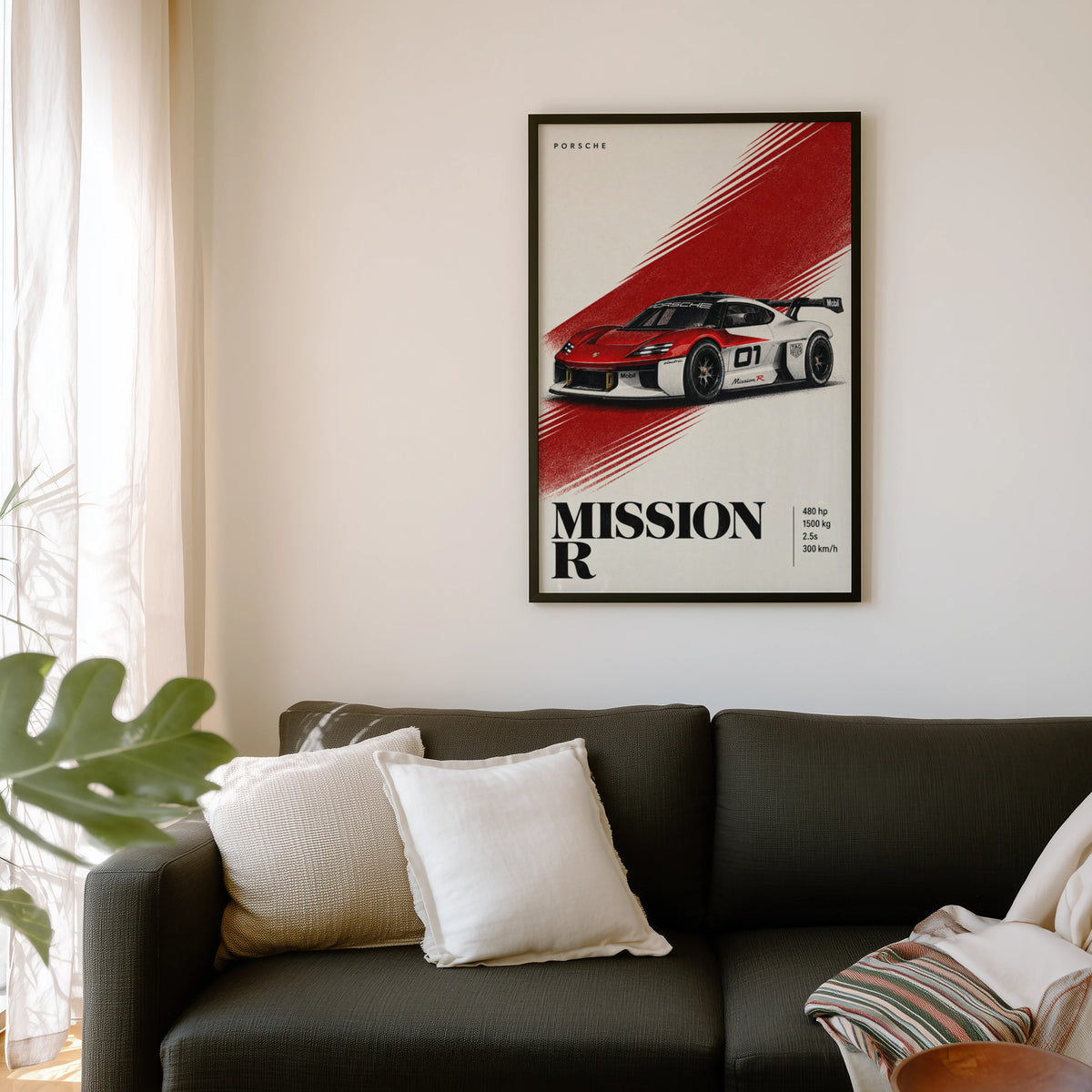 Vintage Porsche Mission R Print, Car Wall Art