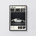 Vintage Audi R8 LMS GT2 Print, Racing Car Wall Art