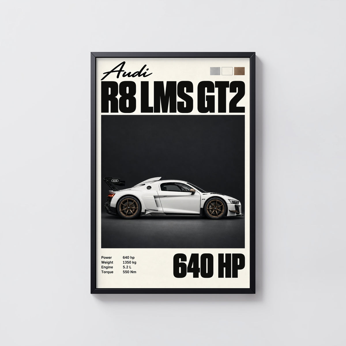 Vintage Audi R8 LMS GT2 Print, Racing Car Wall Art