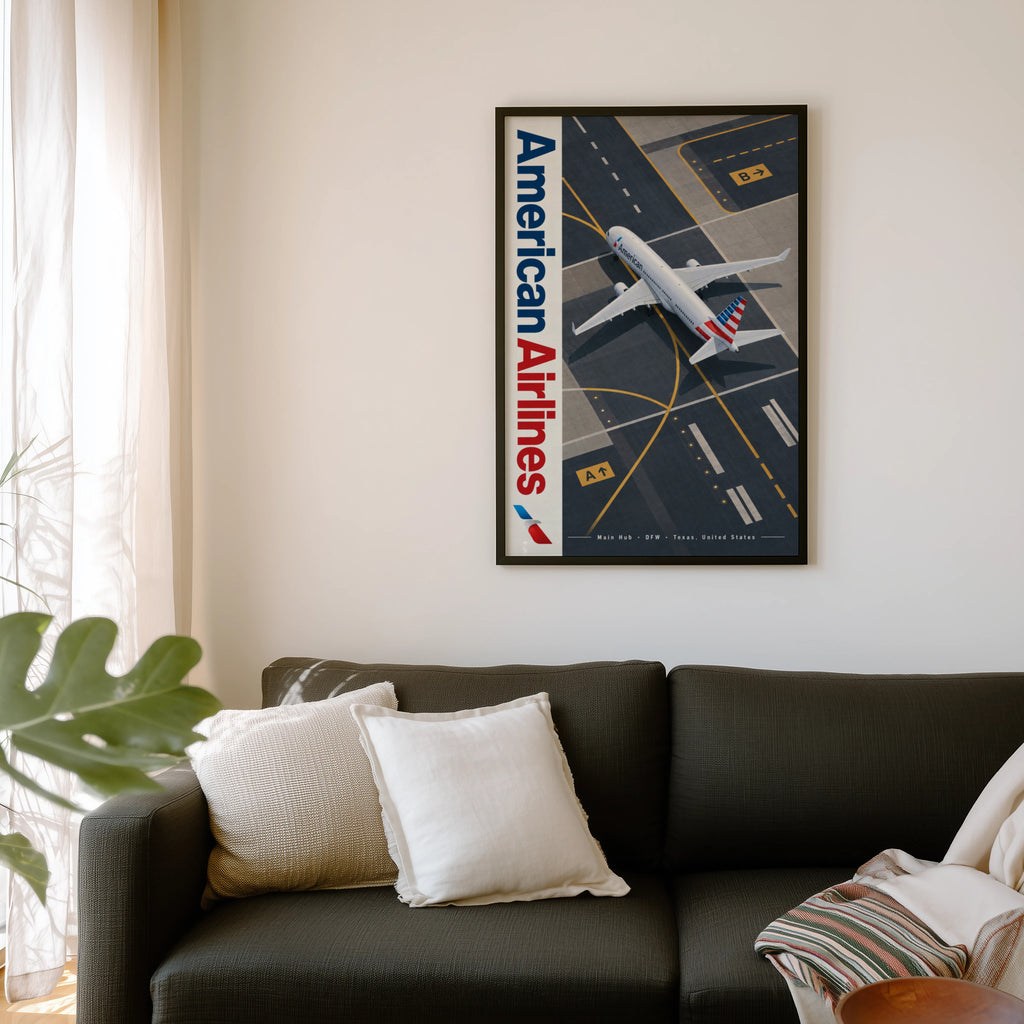 Vintage American Airlines Poster, Aviation Wall Art Print