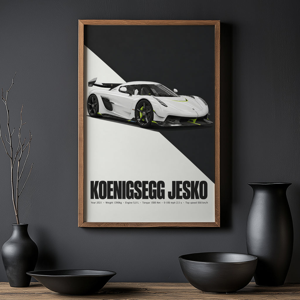 Vintage Koenigsegg Jesko Print, Hypercar Wall Art