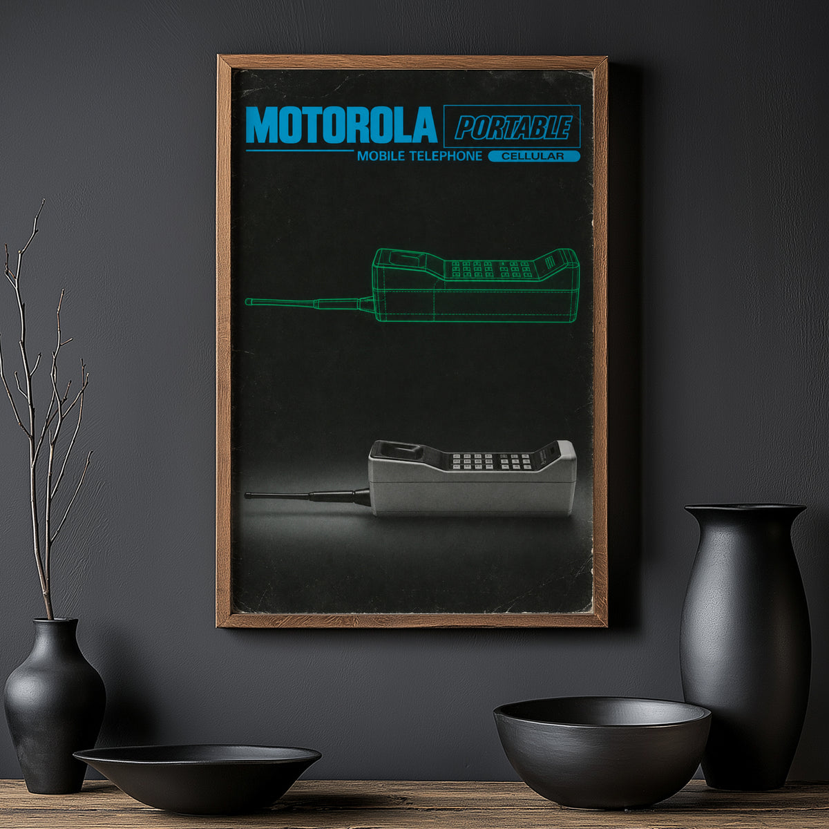 Vintage Motorola Phone Poster, Retro Tech Wall Art, Print