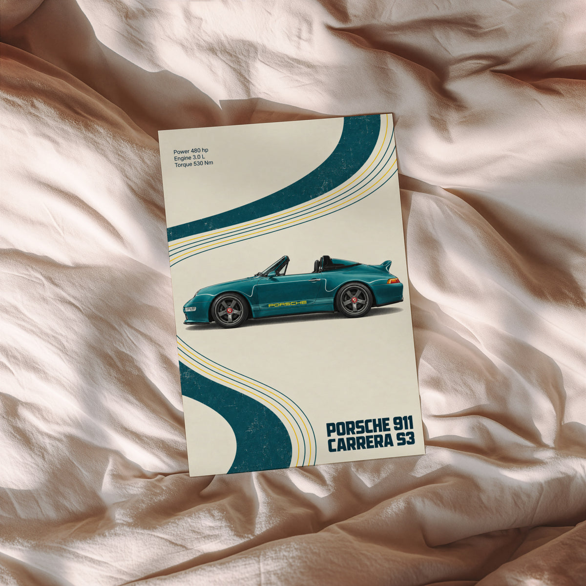 Vintage Porsche 911 Carrera S3 Print, Car Wall Art
