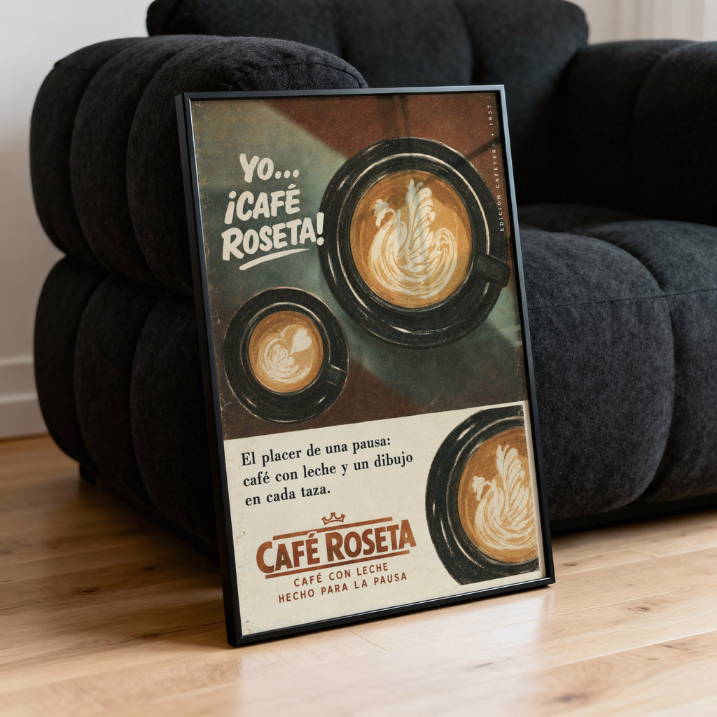 Vintage Coffee Print Poster, Latte Art Kitchen Wall Art