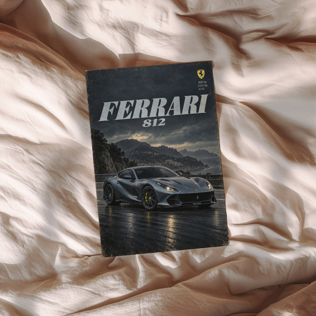 Vintage Ferrari 812 Print, Supercar Wall Art