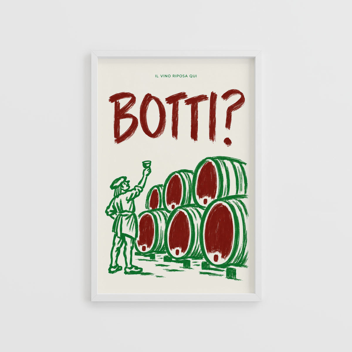 Vintage Botti Italian Wine Cellar Print Poster, Wine Barrels