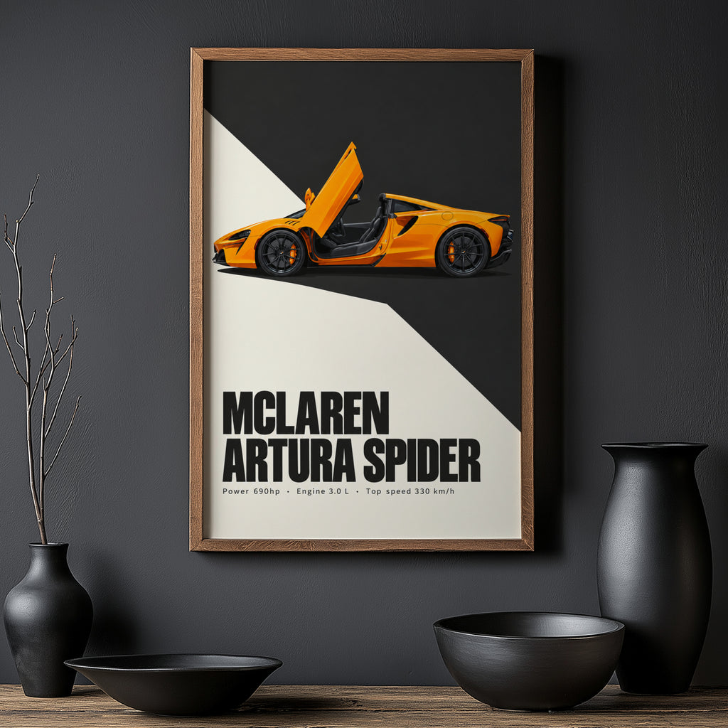 Vintage McLaren Artura Spider Print, Supercar Wall