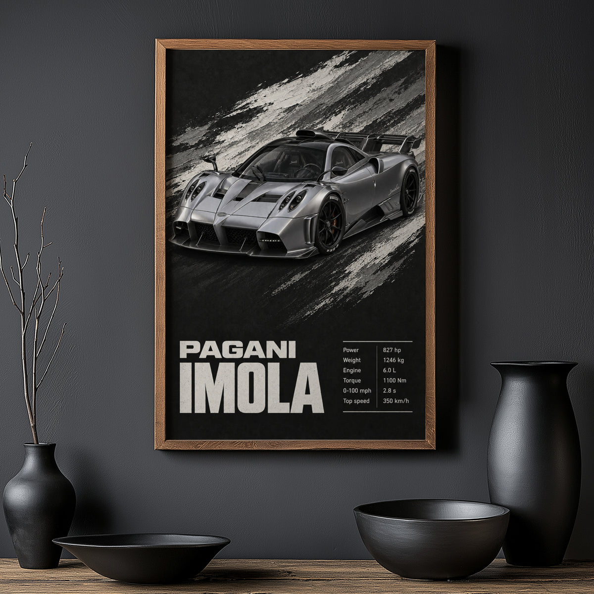 Vintage Pagani Imola Print, Supercar Wall Art