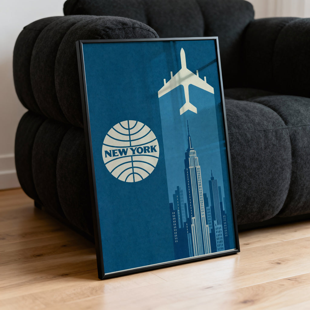 Vintage New York Poster, Skyline Wall Art, Retro Print