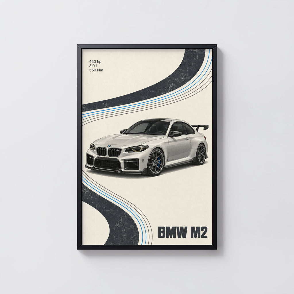 Vintage BMW M2 Print, Car Wall Art, Racing