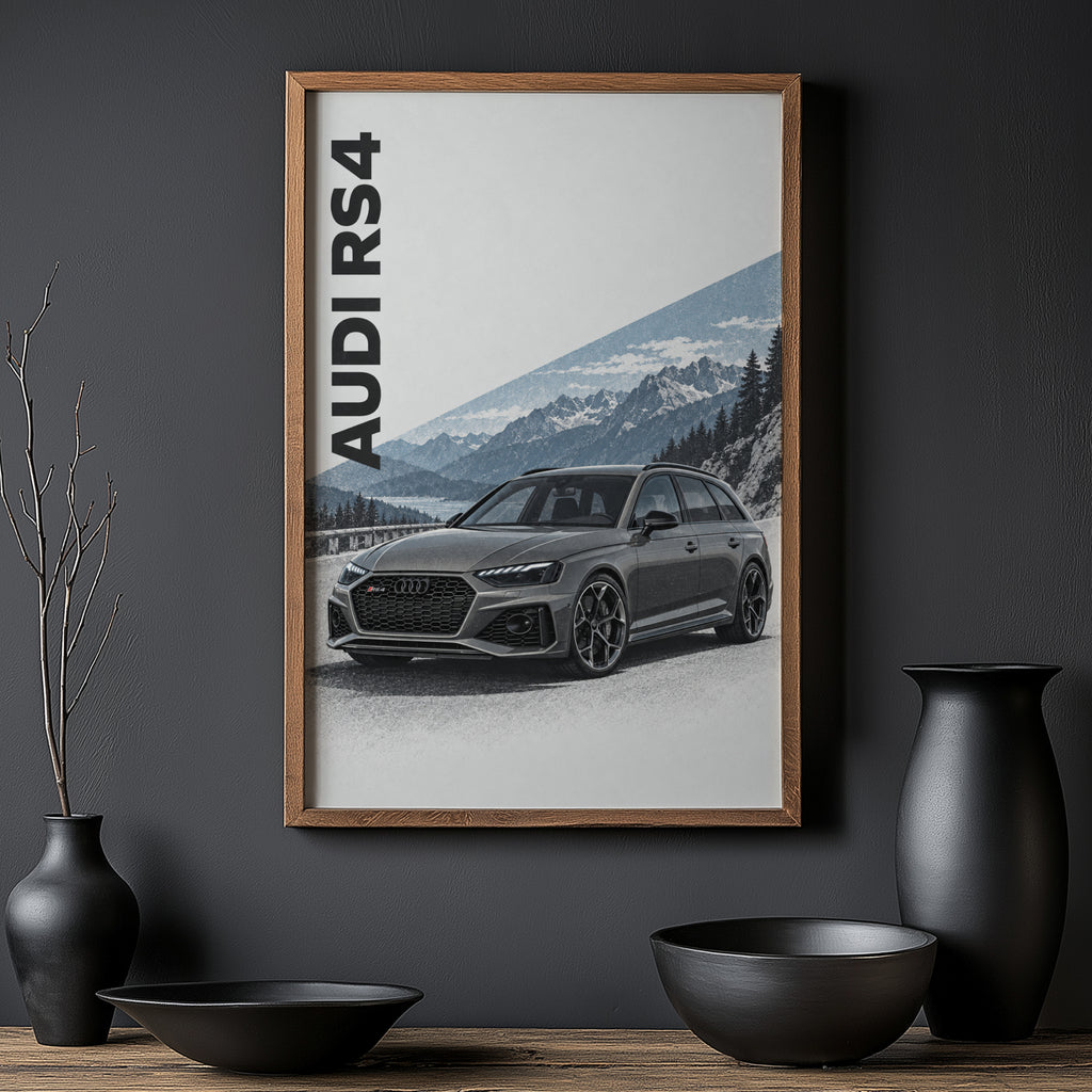 Vintage Audi RS4 Avant Print, Car Wall Art