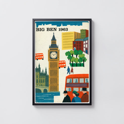 Vintage Big Ben London Poster, Mid Century Wall Art, Print