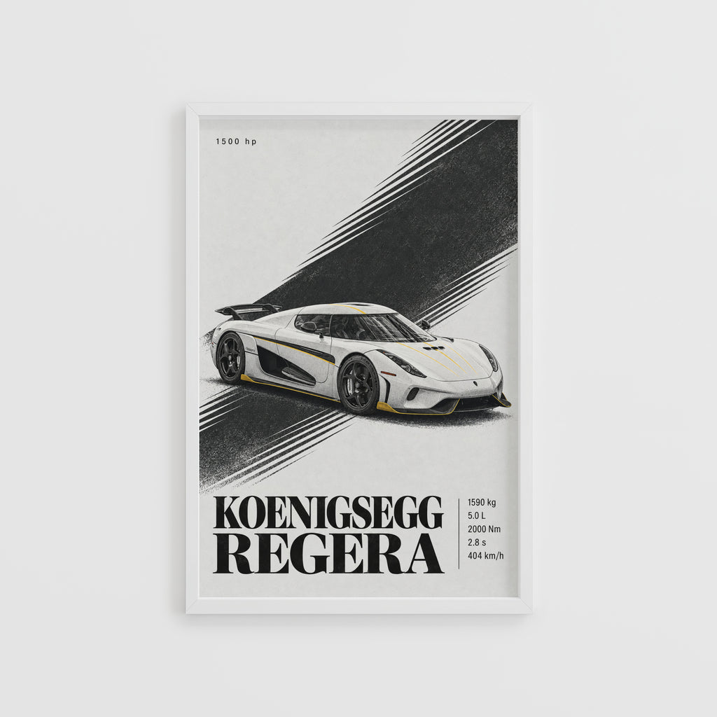 Vintage Koenigsegg Regera Print, Hypercar Wall Art