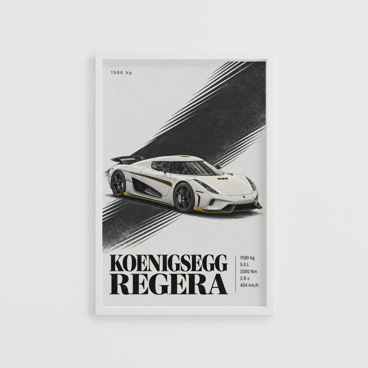 Vintage Koenigsegg Regera Print, Hypercar Wall Art