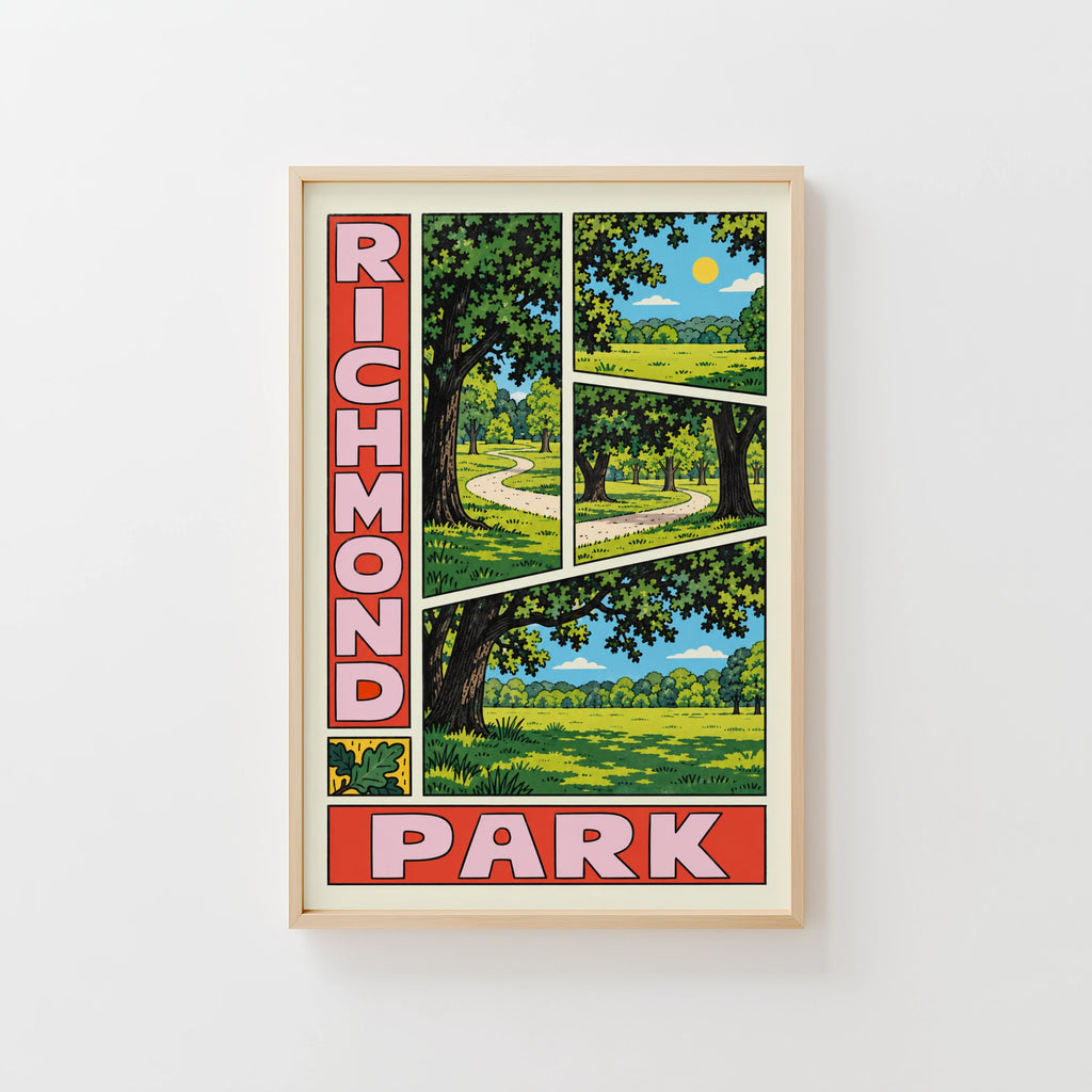 Vintage Richmond Park Poster, London Wall Art Print