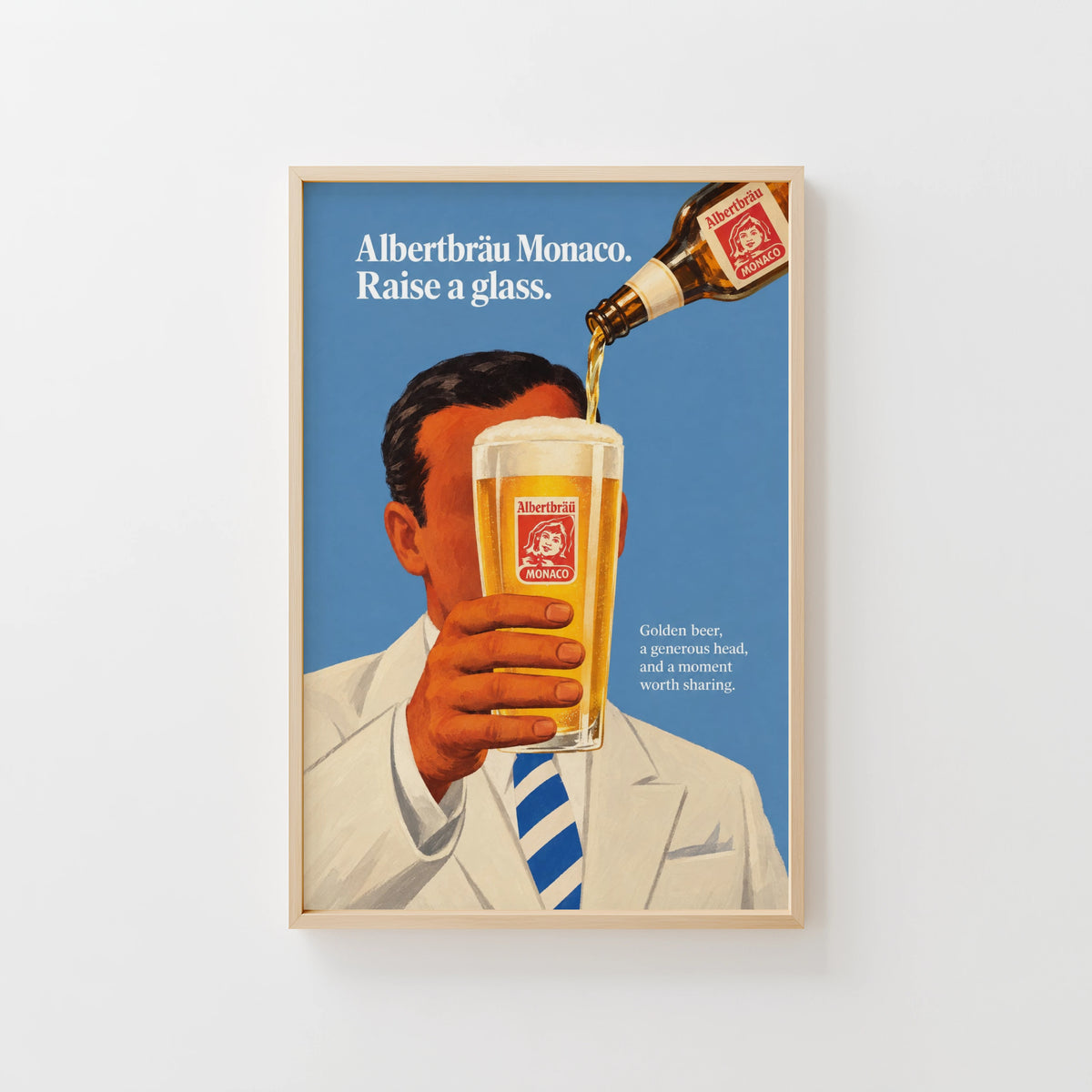 Vintage Albertbrau Monaco Beer Print and Poster Wall Art