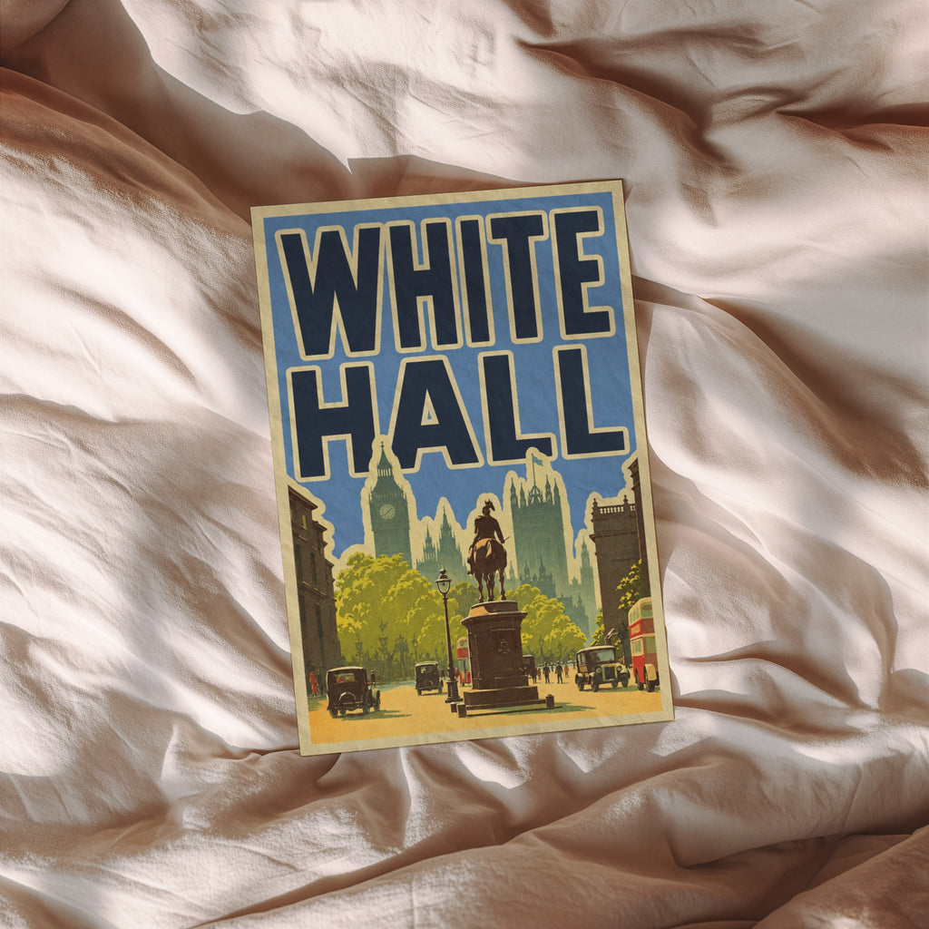 Vintage Whitehall London Poster, Travel Wall Art, City Print
