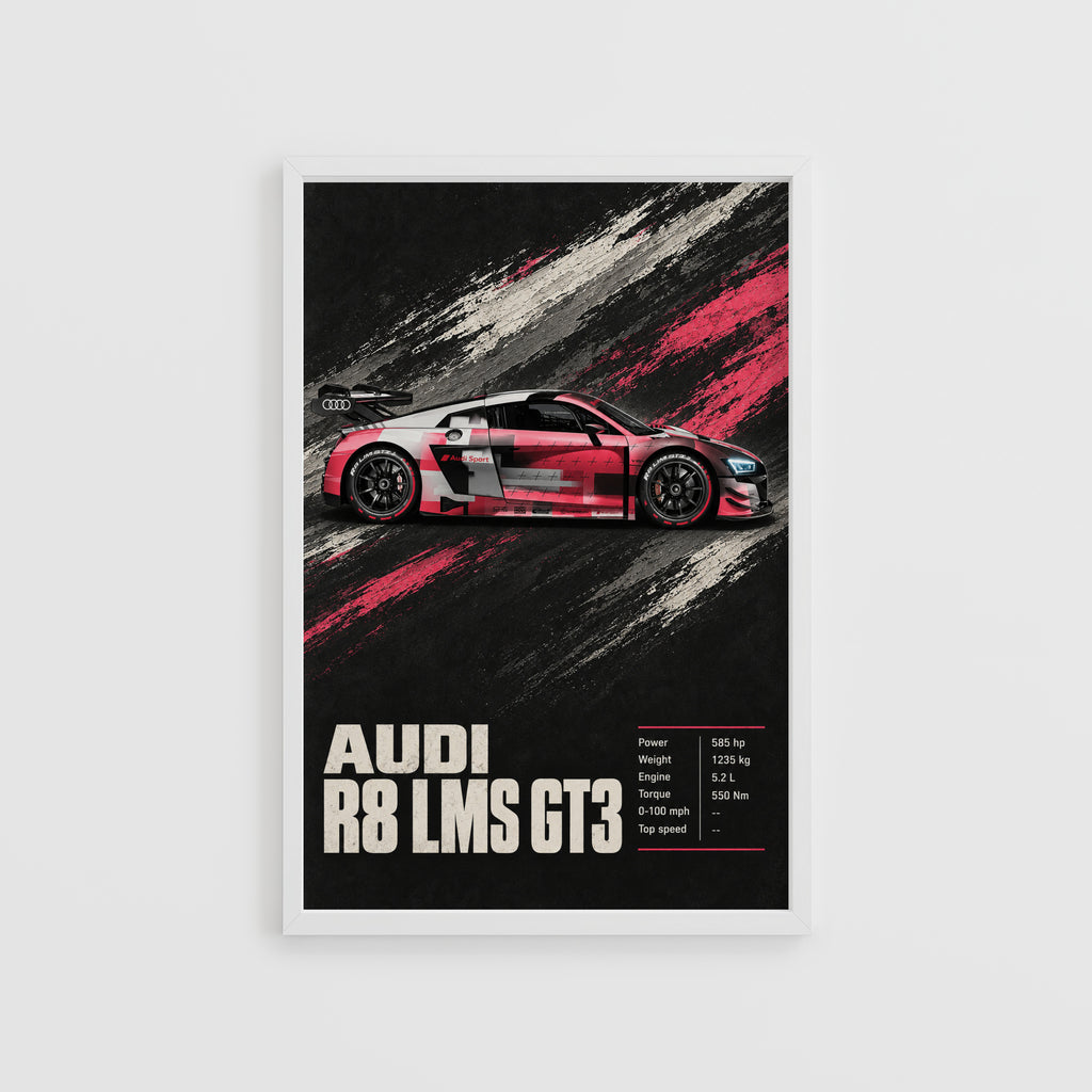 Vintage Audi R8 LMS GT3 Print, Race Car Poster