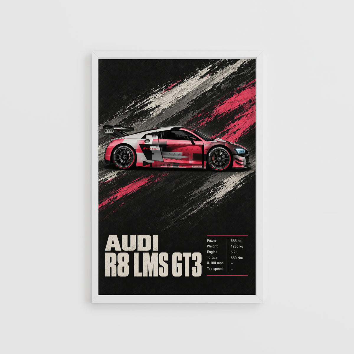 Vintage Audi R8 LMS GT3 Print, Race Car Poster