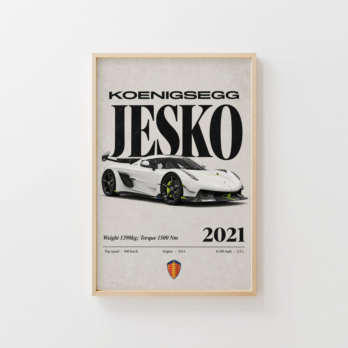 Vintage Koenigsegg Jesko Print, Supercar Wall Art