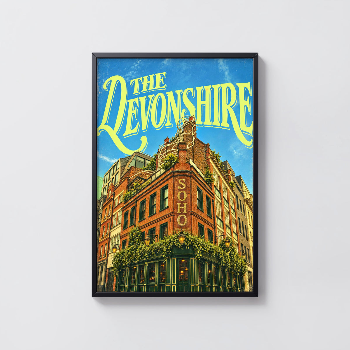 Vintage Soho London Poster, Devonshire Pub Wall Art Print