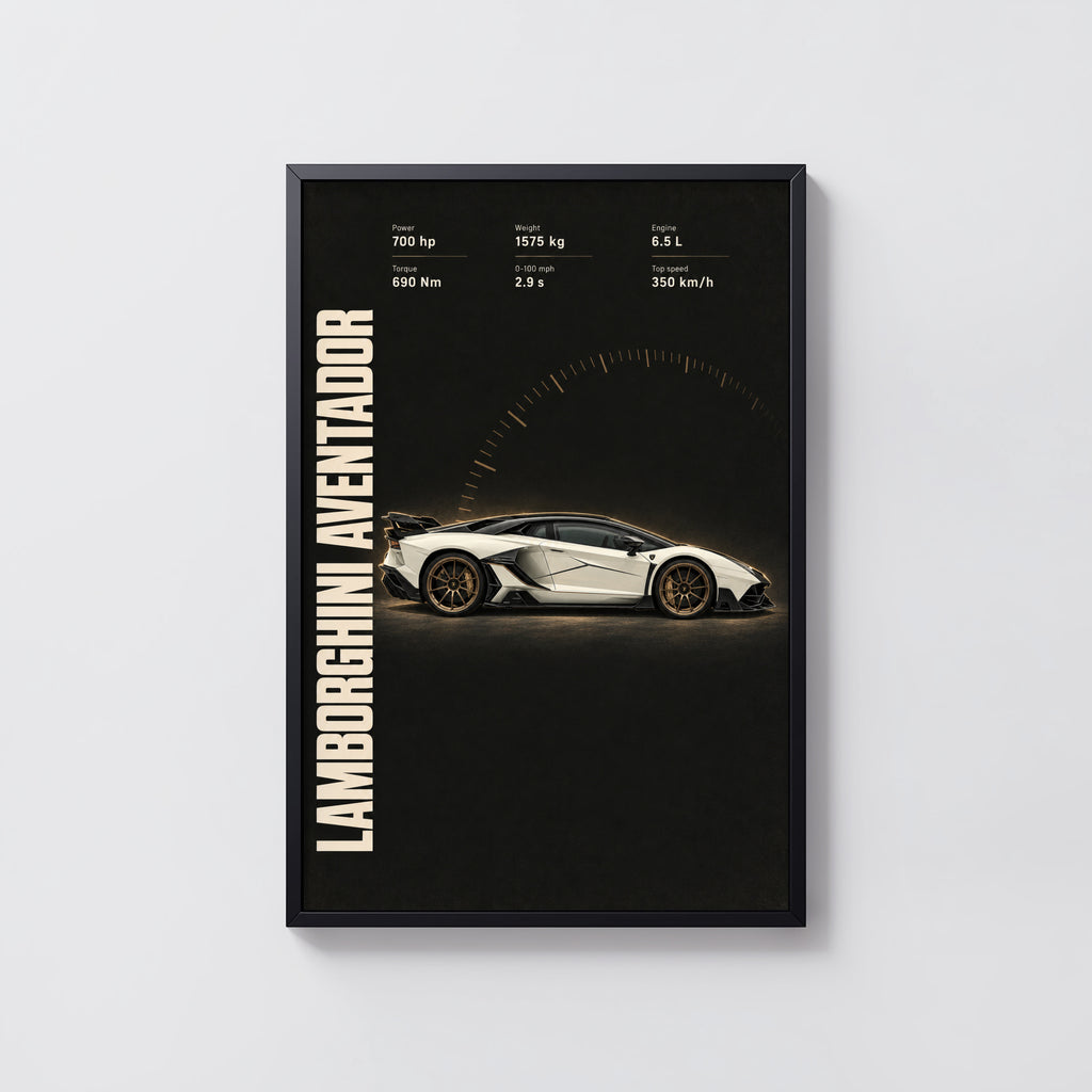 Vintage Lamborghini Aventador Print, Car Poster Wall Art