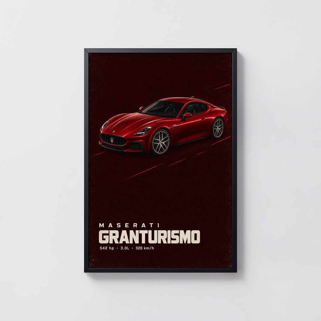 Vintage Maserati GranTurismo Print, Red Car Art