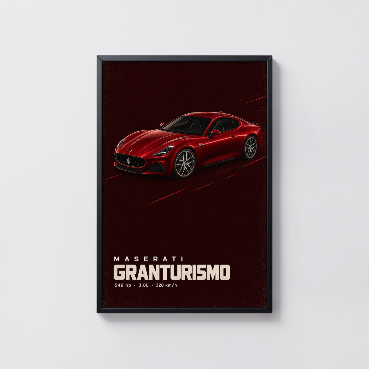 Vintage Maserati GranTurismo Print, Red Car Art