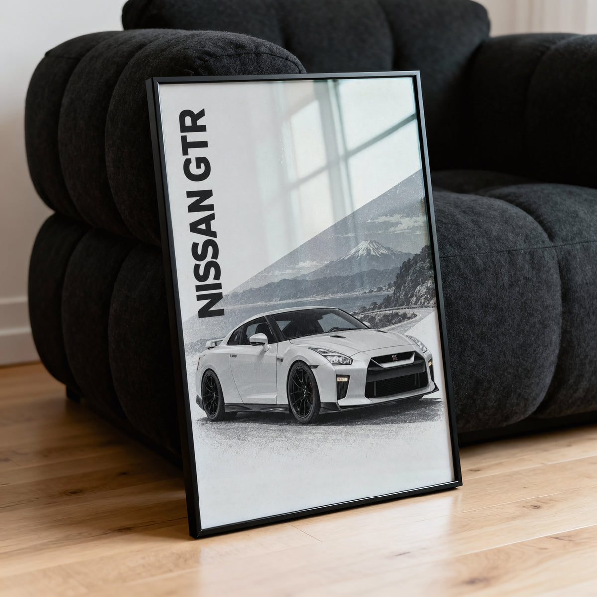 Vintage Nissan GTR Print, Mount Fuji Car Wall Art