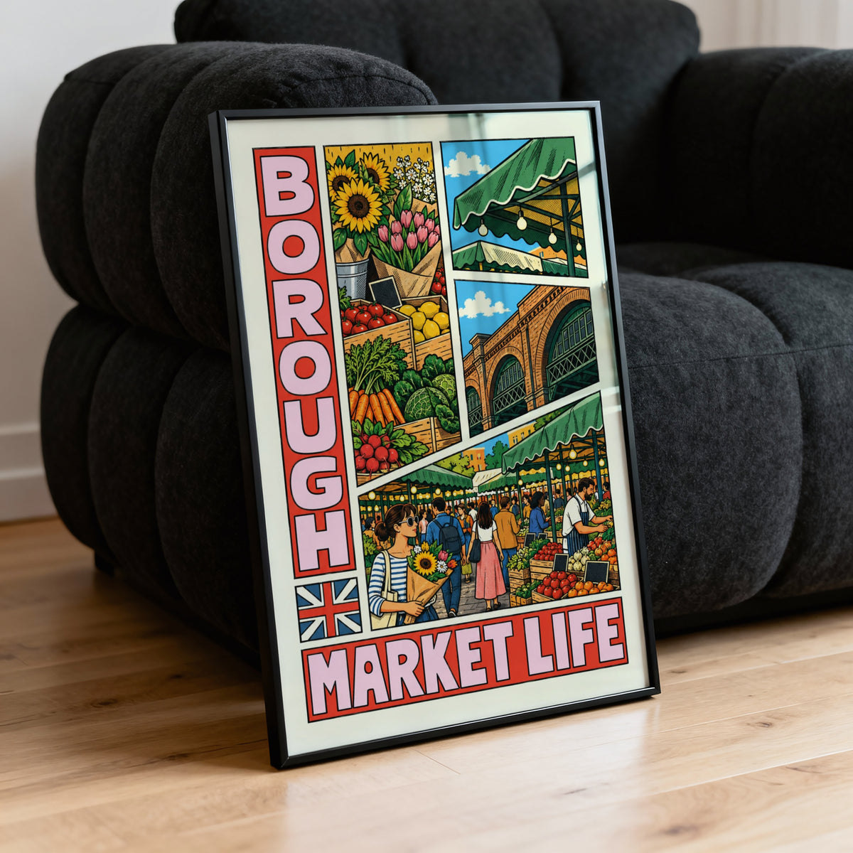 Vintage Borough Market London Poster, Wall Art Print