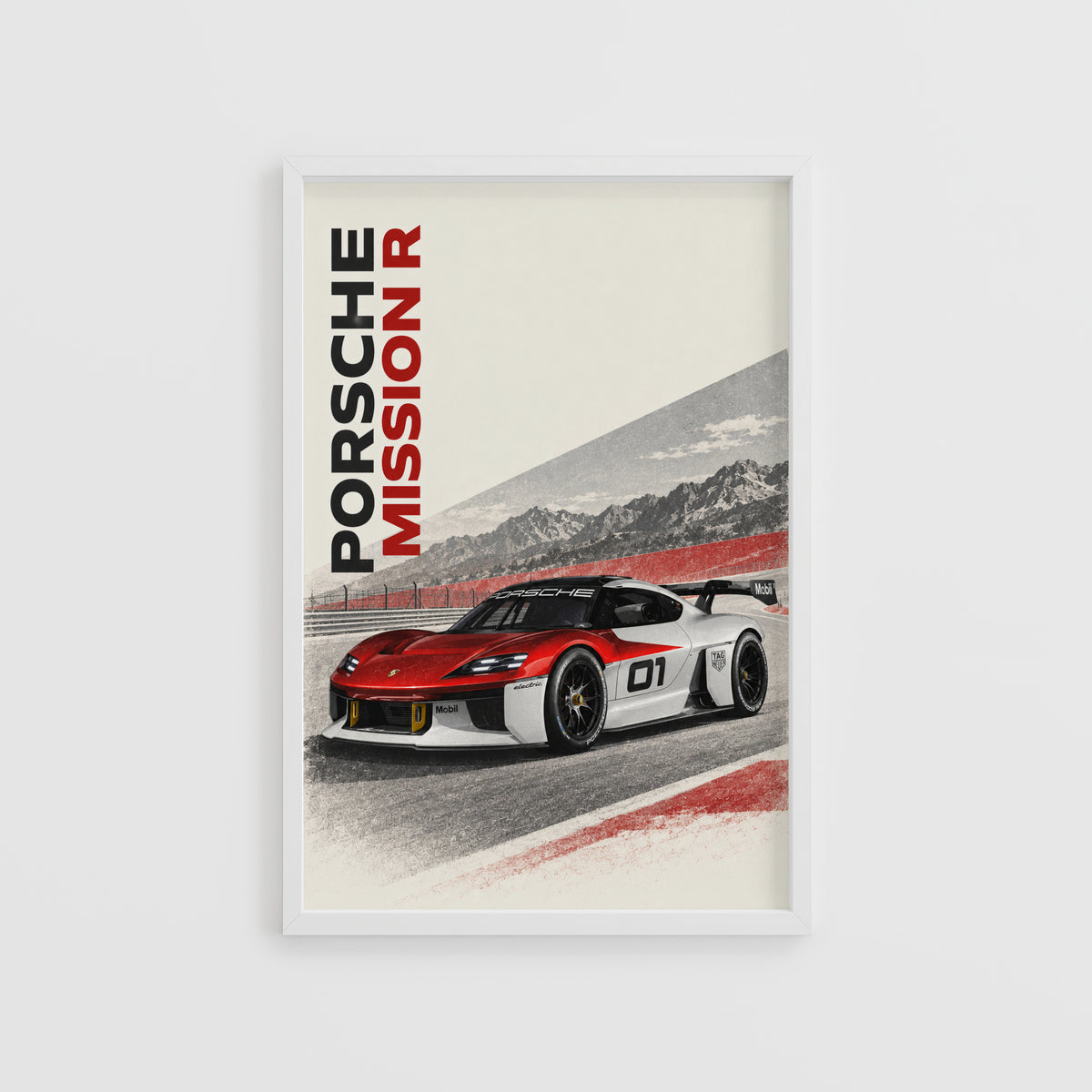 Vintage Porsche Mission R Print, Race Car Wall Art