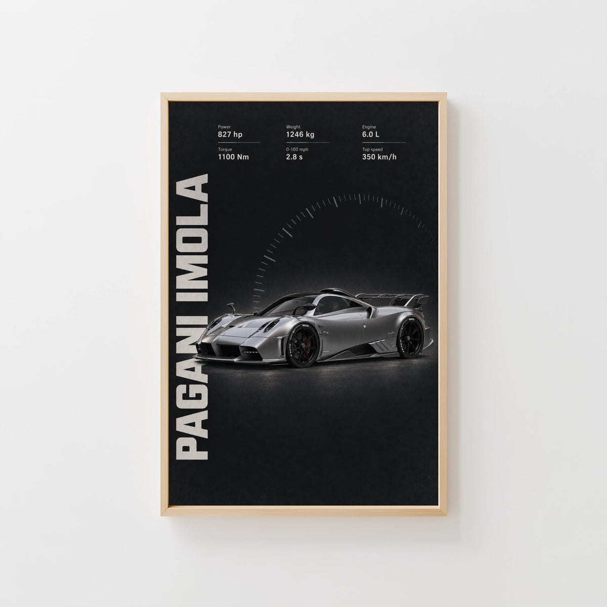 Vintage Pagani Imola Print, Supercar Wall Art