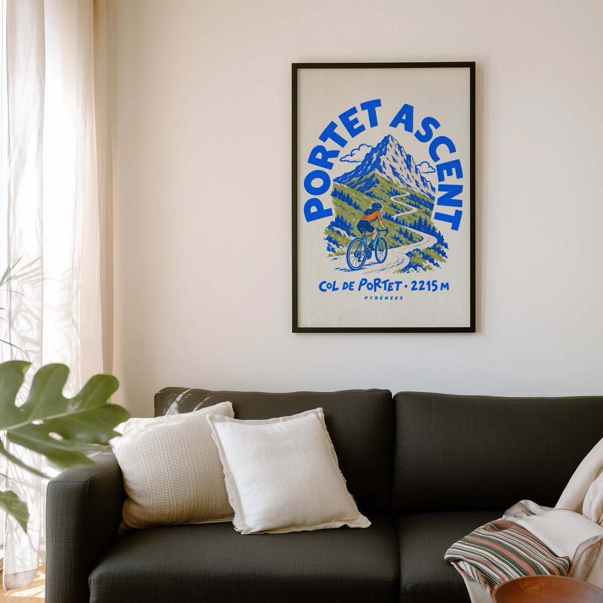 Vintage Col de Portet Poster, Cycling Print, Wall Art