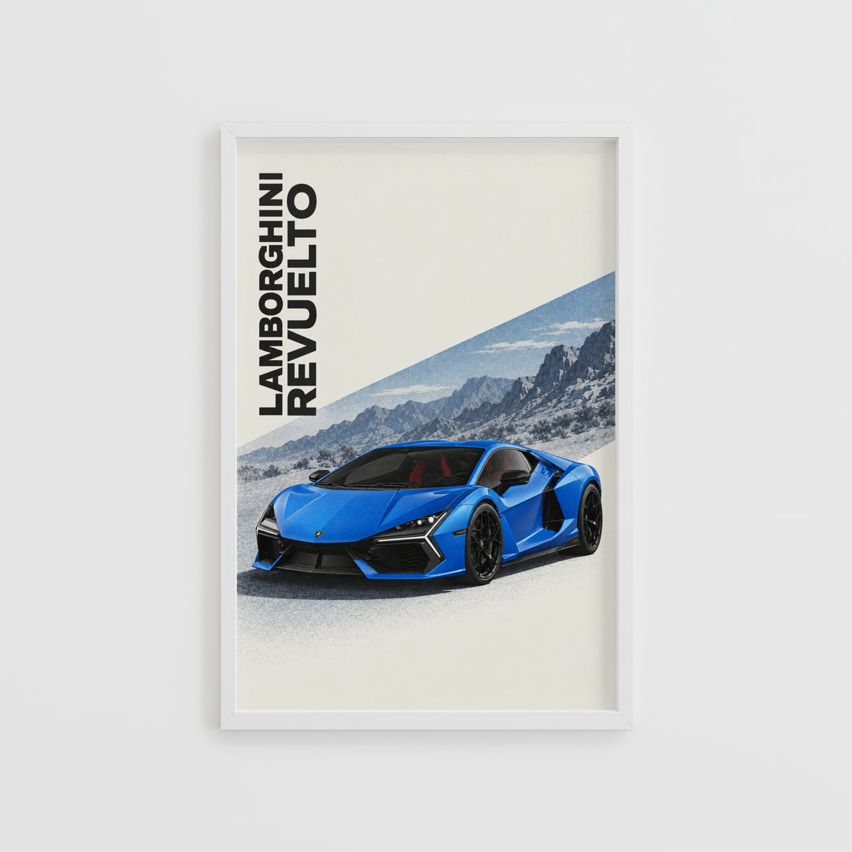 Vintage Lamborghini Revuelto Print, Blue Supercar