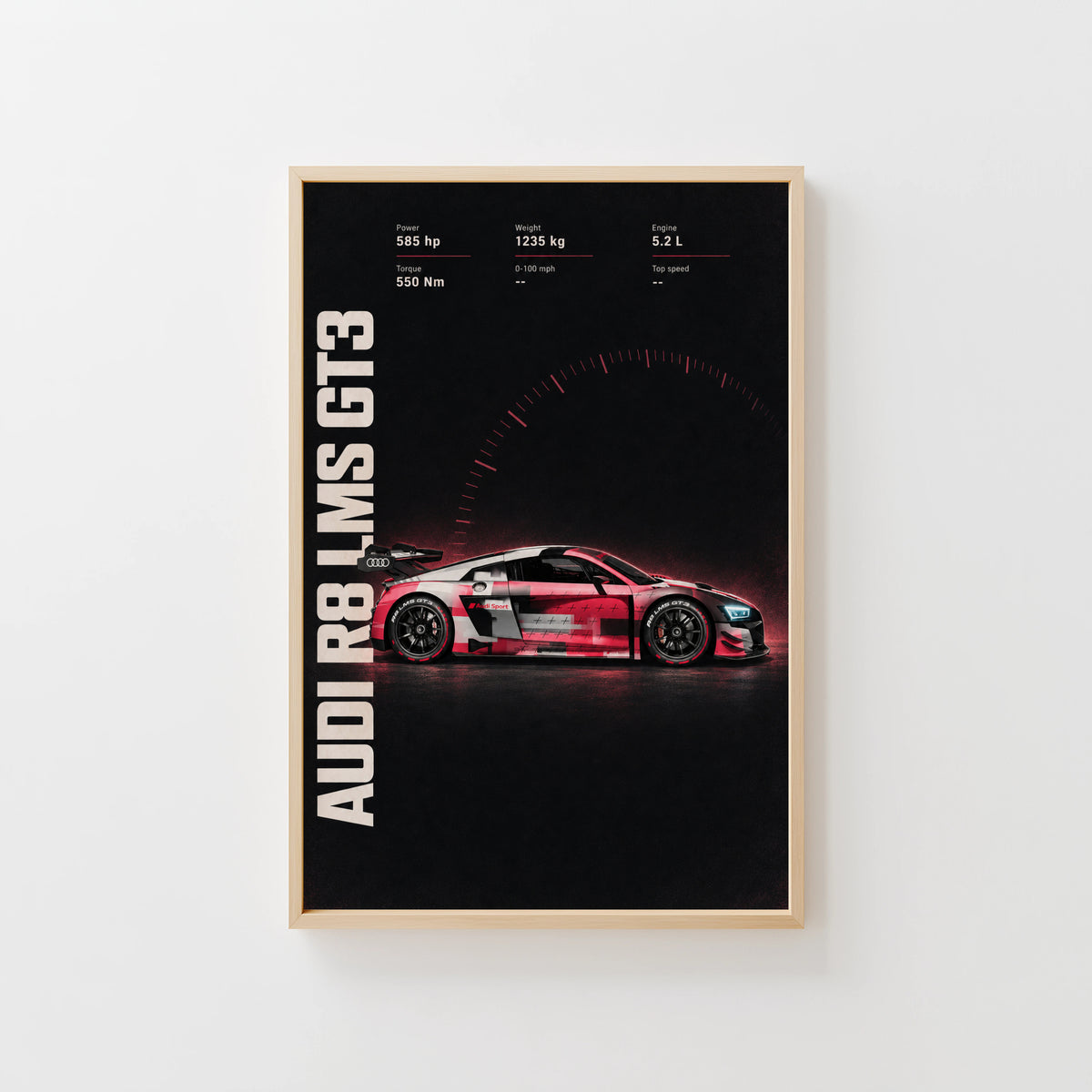 Vintage Audi R8 LMS GT3 Print, Race Car Wall Art
