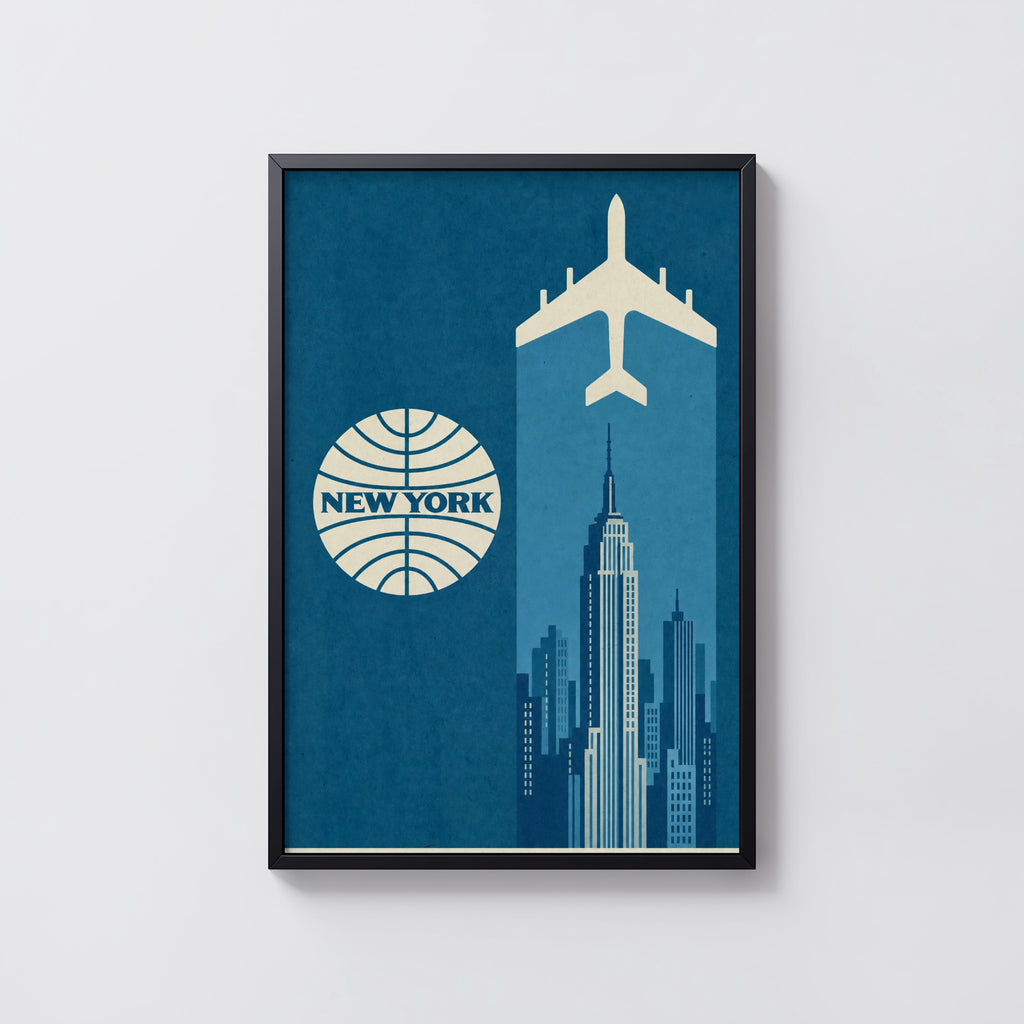 Vintage New York Poster, Skyline Wall Art, Retro Print