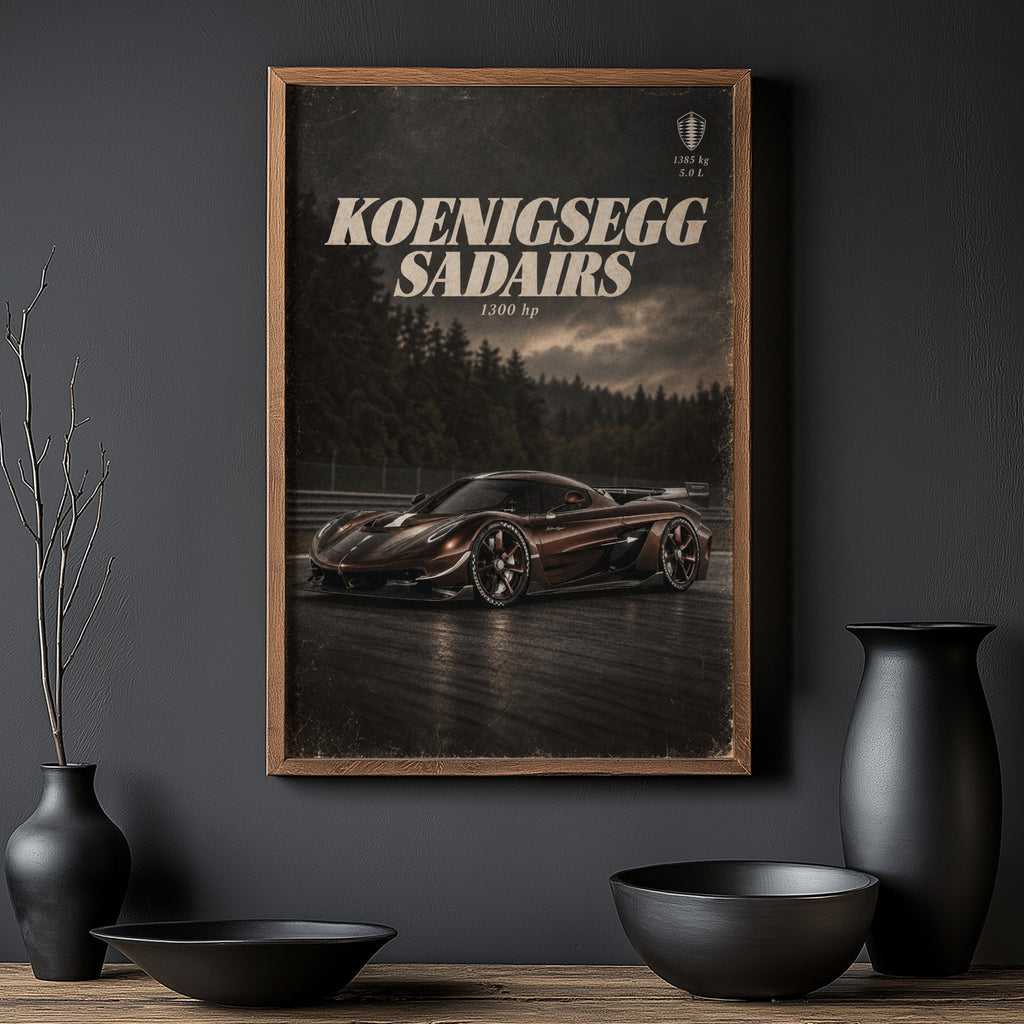 Vintage Koenigsegg Sadairs Hypercar Print