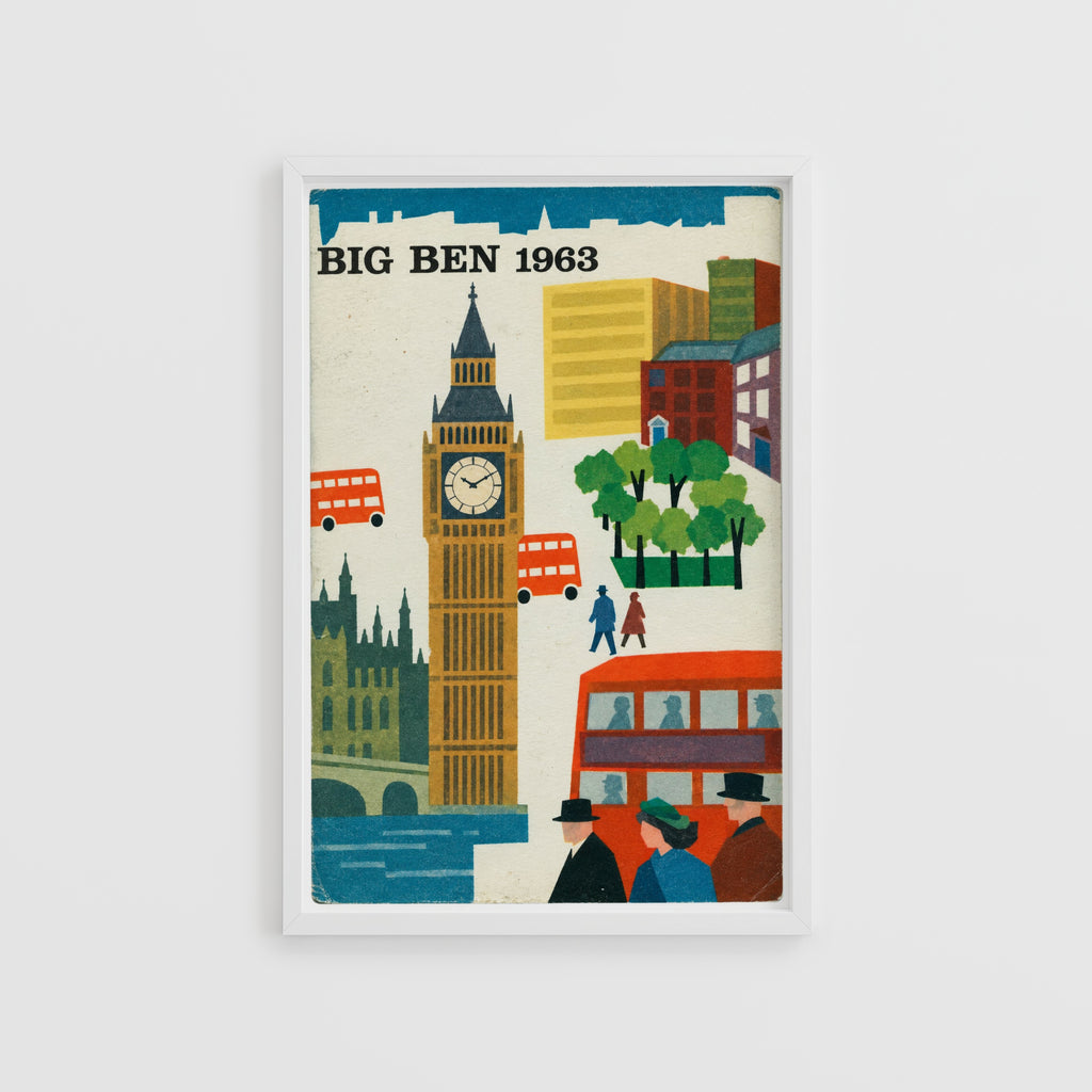 Vintage Big Ben London Poster, Mid Century Wall Art, Print