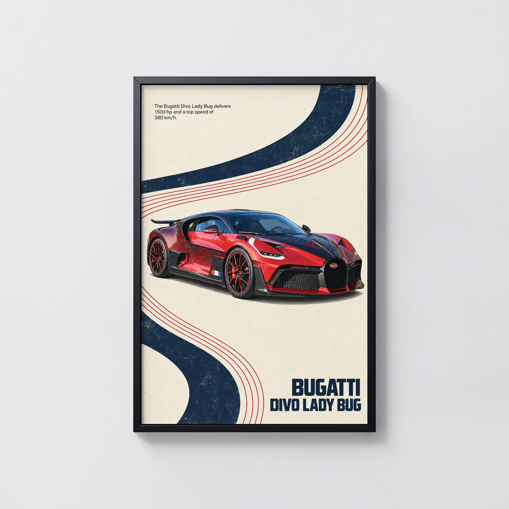 Vintage Bugatti Divo Print, Car Wall Art