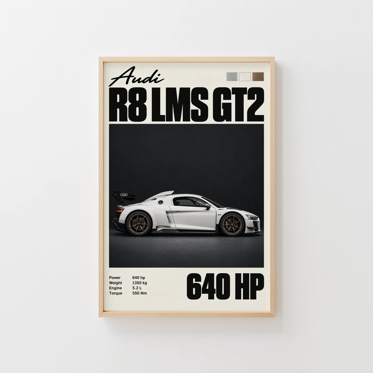 Vintage Audi R8 LMS GT2 Print, Racing Car Wall Art