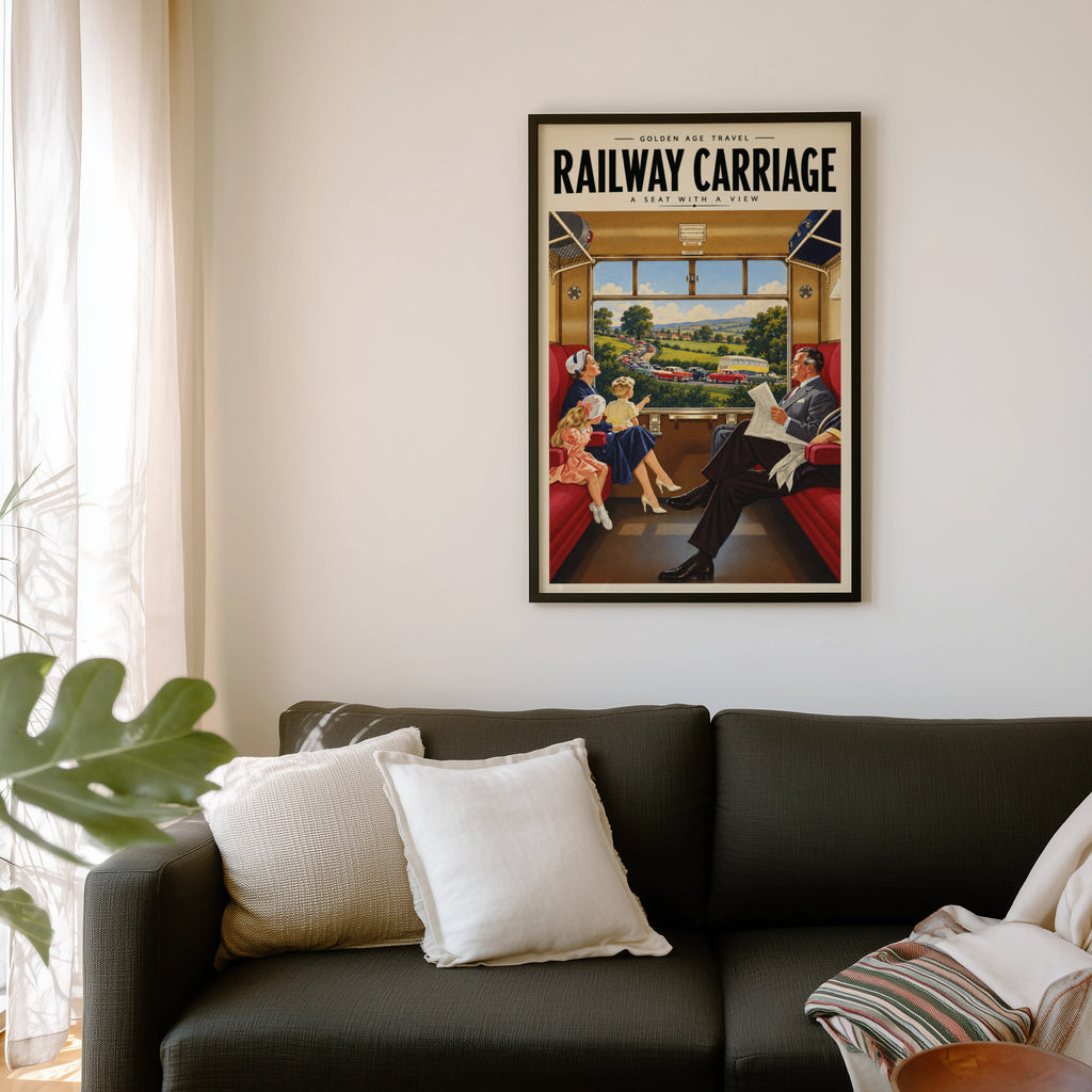 Vintage Railway Carriage Print Poster, Train Wall Art