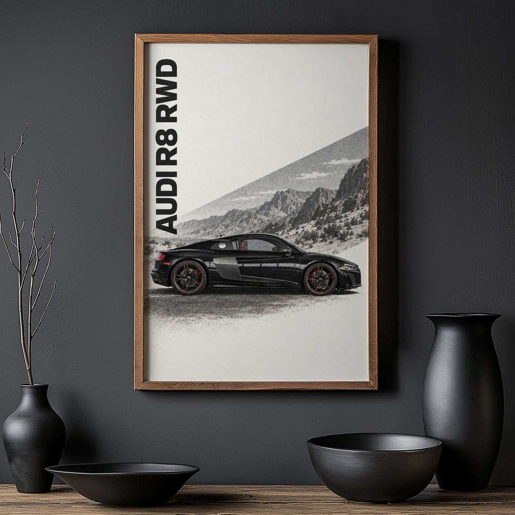Vintage Audi R8 Print, Supercar Wall Art