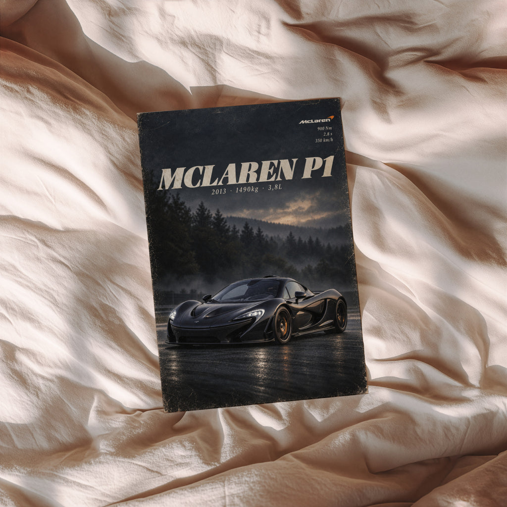 Vintage McLaren P1 Print, Supercar Wall Art