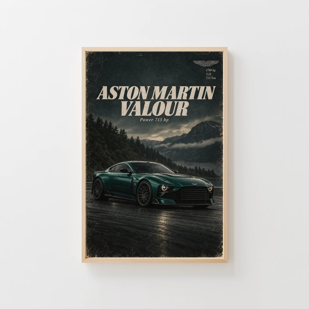 Vintage Aston Martin Valour Print, Green Car