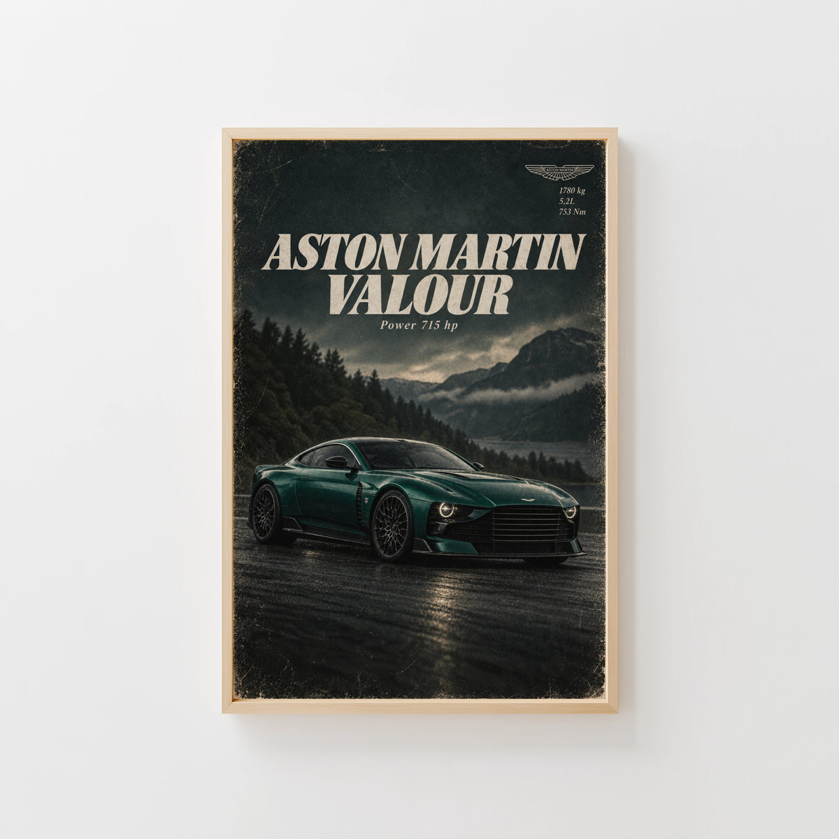 Vintage Aston Martin Valour Print, Green Car