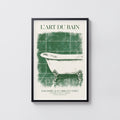 Vintage Bathroom Print and Poster, Green Tile Wall Art