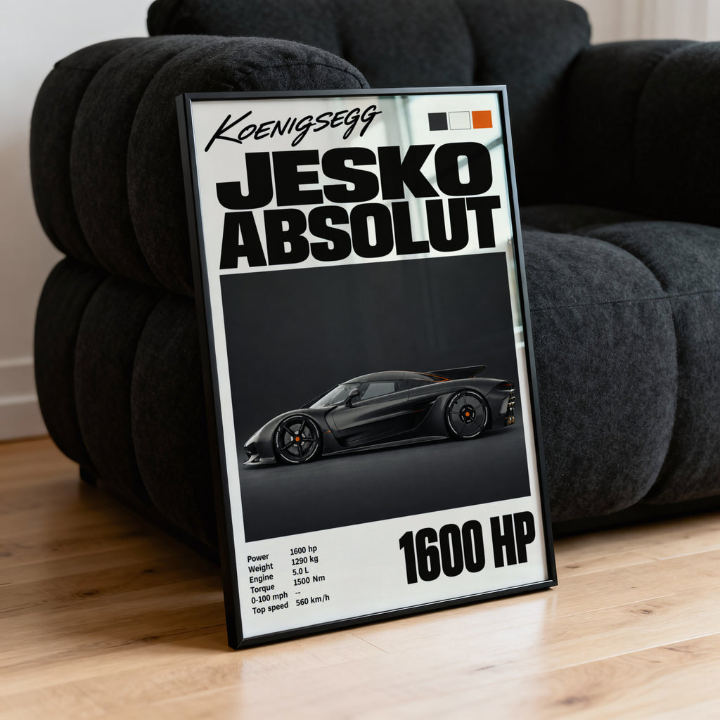 Vintage Koenigsegg Jesko Absolut Print, Car Wall Art