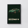 Vintage Porsche GS Street R Print, Green Car Art