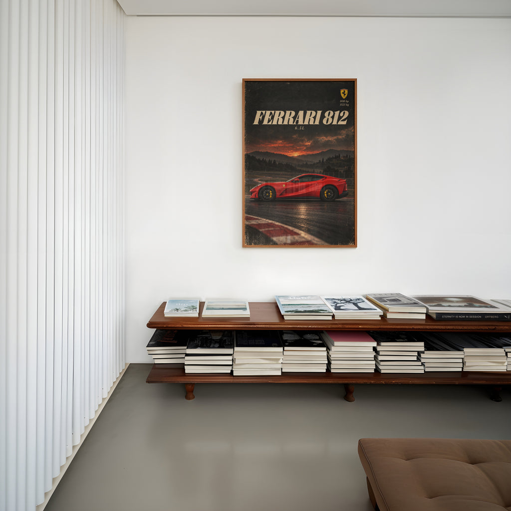 Vintage Ferrari 812 Print, Supercar Wall Art
